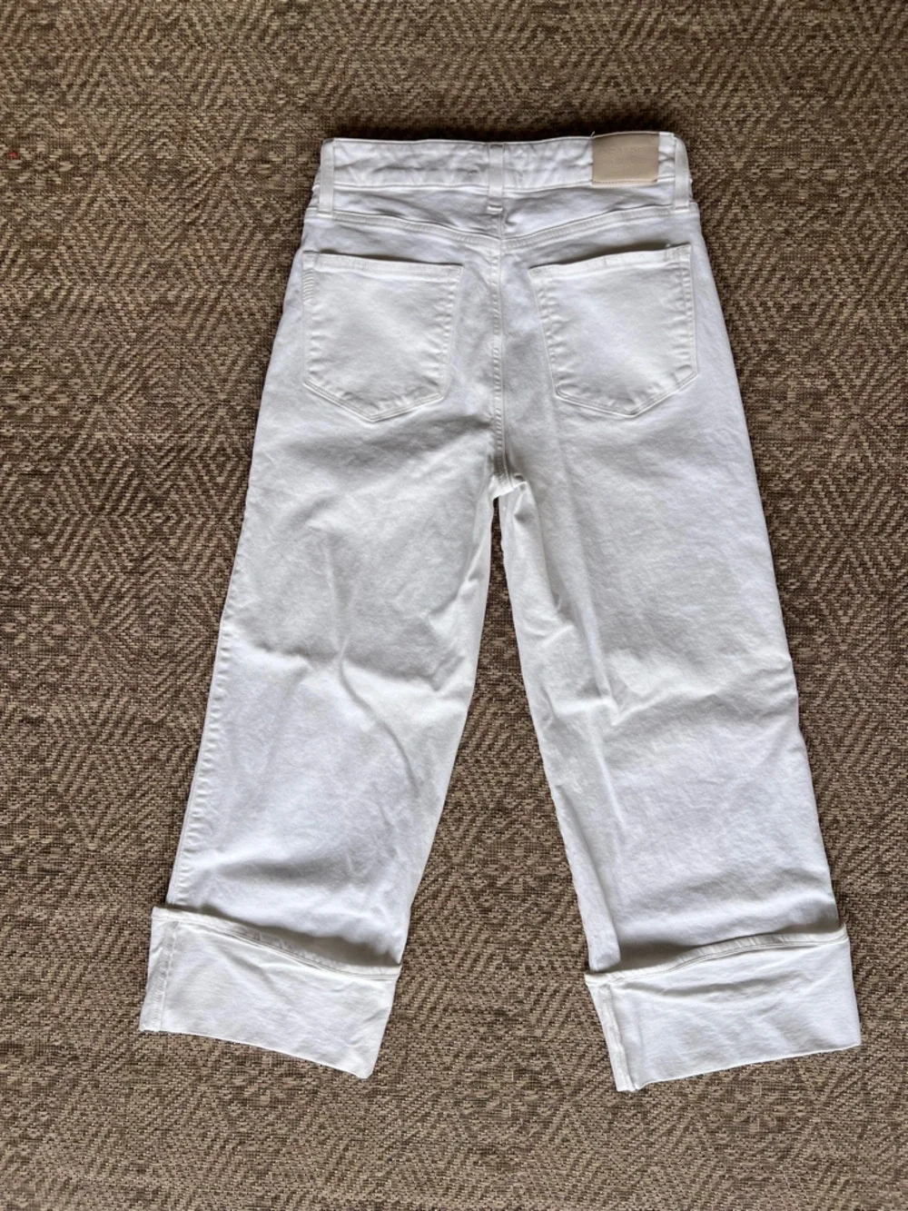 Paige Sasha Ankle Wide Leg Jeans‎ White Ivory Womens Size 28 Cropped Cuffed